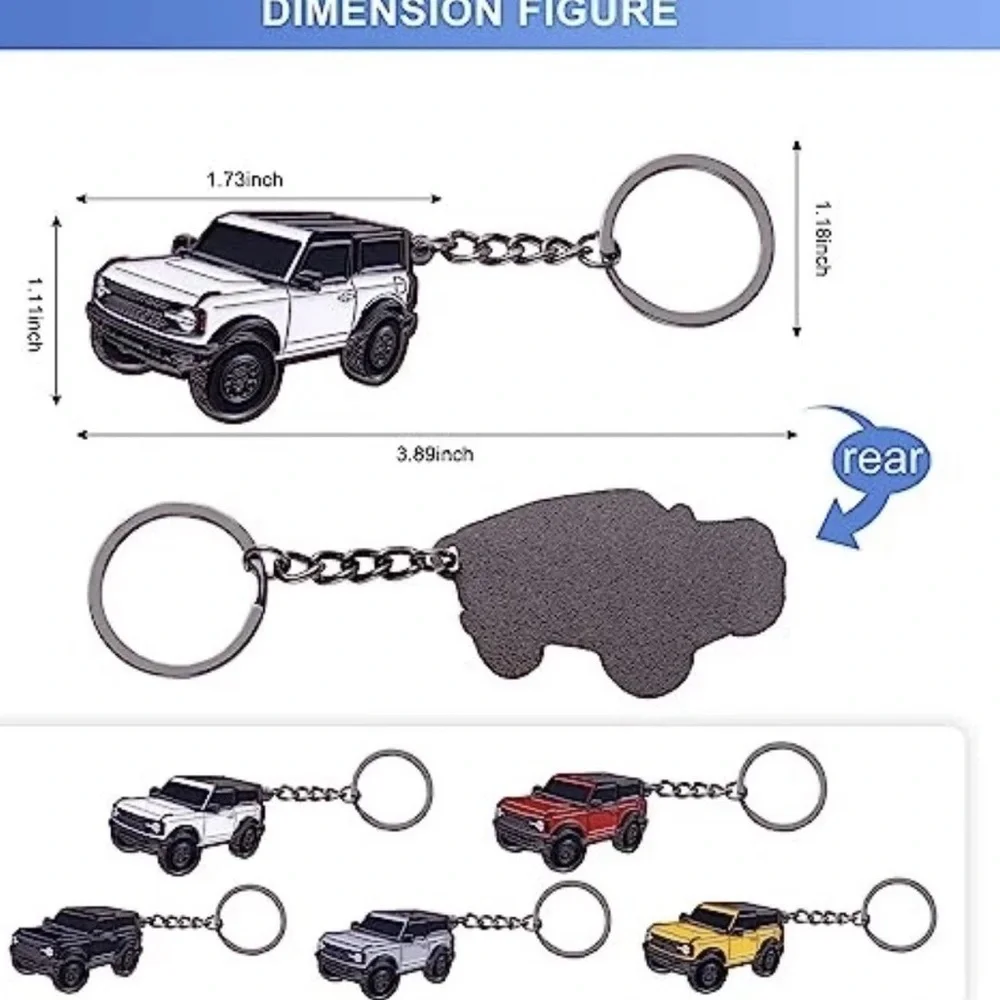 Ford Bronco Keychain Key ring white Accessories